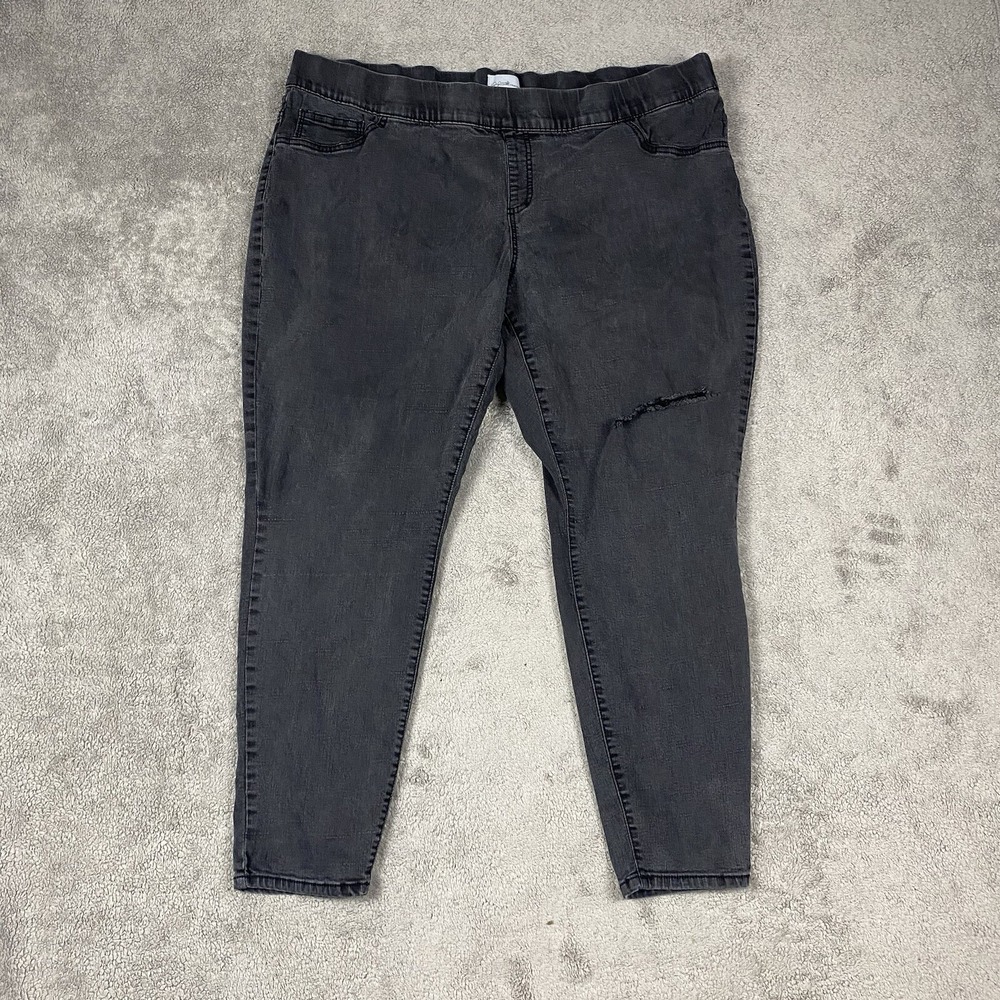 Jaclyn Smith Collection Jeans Womens 3X Gray‎ Distressed Denim